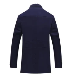 Clearance OUKU Men's Winter Coat Wool Coat Overcoat Business Casual Winter 52% Wool Windproof Warm Outerwear Clothing Apparel Stylish Classic & Timeless non-printing Solid Color Pocket Stand Collar Single Breasted