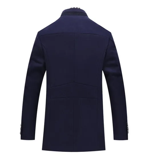 Clearance OUKU Men's Winter Coat Wool Coat Overcoat Business Casual Winter 52% Wool Windproof Warm Outerwear Clothing Apparel Stylish Classic & Timeless non-printing Solid Color Pocket Stand Collar Single Breasted