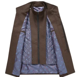 Hot OUKU Men's Winter Coat Wool Coat Overcoat Street Business Winter Woolen Thermal Warm Outerwear Clothing Apparel Casual Solid Color Pocket Stand Collar Single Breasted