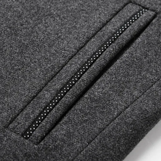 Discount OUKU Men's Winter Coat Wool Coat Overcoat Business Daily Wear Winter Wool Thermal Warm Outdoor Outerwear Clothing Apparel Fashion Warm Ups Solid Colored Pocket Standing Collar Single Breasted