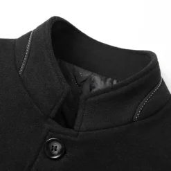 Discount OUKU Men's Winter Coat Wool Coat Overcoat Business Daily Wear Winter Wool Thermal Warm Outdoor Outerwear Clothing Apparel Fashion Warm Ups Solid Colored Pocket Standing Collar Single Breasted