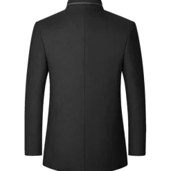 Discount OUKU Men's Winter Coat Wool Coat Overcoat Business Daily Wear Winter Wool Thermal Warm Outdoor Outerwear Clothing Apparel Fashion Warm Ups Solid Colored Pocket Standing Collar Single Breasted