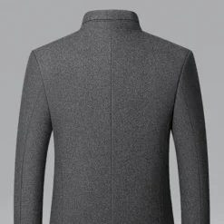 Discount OUKU Men's Winter Coat Wool Coat Overcoat Business Daily Wear Winter Wool Thermal Warm Outdoor Outerwear Clothing Apparel Fashion Warm Ups Solid Colored Pocket Standing Collar Single Breasted