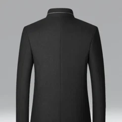 Discount OUKU Men's Winter Coat Wool Coat Overcoat Business Daily Wear Winter Wool Thermal Warm Outdoor Outerwear Clothing Apparel Fashion Warm Ups Solid Colored Pocket Standing Collar Single Breasted