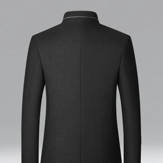Discount OUKU Men's Winter Coat Wool Coat Overcoat Business Daily Wear Winter Wool Thermal Warm Outdoor Outerwear Clothing Apparel Fashion Warm Ups Solid Colored Pocket Standing Collar Single Breasted