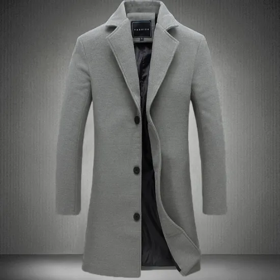 Discount OUKU Men's Winter Coat Wool Coat Overcoat Trench Coat Short Coat Street Business Winter Fall Polyester Thermal Warm Breathable Outerwear Clothing Apparel Casual Solid Color Pocket Turndown Single Breasted