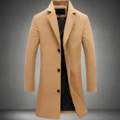 Discount OUKU Men's Winter Coat Wool Coat Overcoat Trench Coat Short Coat Street Business Winter Fall Polyester Thermal Warm Breathable Outerwear Clothing Apparel Casual Solid Color Pocket Turndown Single Breasted