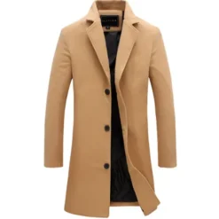 Discount OUKU Men's Winter Coat Wool Coat Overcoat Trench Coat Short Coat Street Business Winter Fall Polyester Thermal Warm Breathable Outerwear Clothing Apparel Casual Solid Color Pocket Turndown Single Breasted