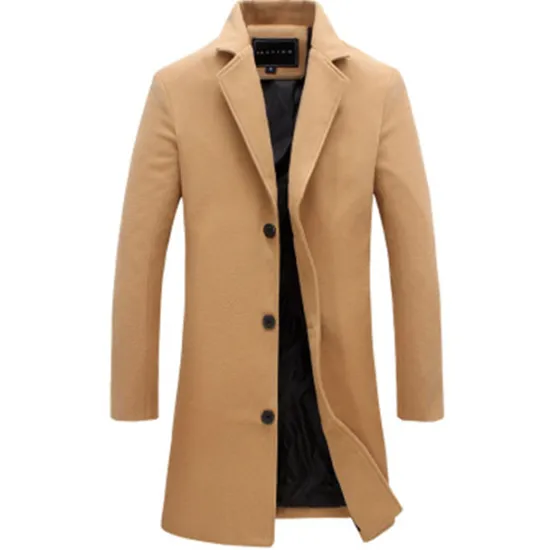 Discount OUKU Men's Winter Coat Wool Coat Overcoat Trench Coat Short Coat Street Business Winter Fall Polyester Thermal Warm Breathable Outerwear Clothing Apparel Casual Solid Color Pocket Turndown Single Breasted