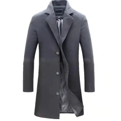 Discount OUKU Men's Winter Coat Wool Coat Overcoat Trench Coat Short Coat Street Business Winter Fall Polyester Thermal Warm Breathable Outerwear Clothing Apparel Casual Solid Color Pocket Turndown Single Breasted