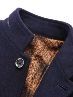 Outlet OUKU Men's Winter Coat Wool Coat Overcoat Blazer Short Coat Office Work Fall & Winter Wool Windproof Warm Outerwear Clothing Apparel Basic Chic & Modern Solid Colored Stand Collar