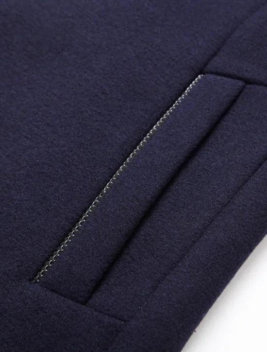 Outlet OUKU Men's Winter Coat Wool Coat Overcoat Blazer Short Coat Office Work Fall & Winter Wool Windproof Warm Outerwear Clothing Apparel Basic Chic & Modern Solid Colored Stand Collar