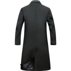 Online OUKU Men's Winter Coat Wool Coat Overcoat Outdoor Work Fall & Winter Wool Outerwear Clothing Apparel Basic Solid Colored Shirt Collar Single Breasted