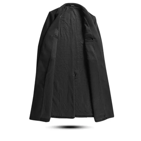 Online OUKU Men's Winter Coat Wool Coat Overcoat Outdoor Work Fall & Winter Wool Outerwear Clothing Apparel Basic Solid Colored Shirt Collar Single Breasted