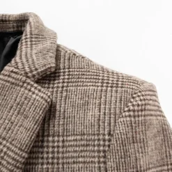 Sale OUKU Men's Winter Coat Wool Coat Overcoat Office & Career Daily Wear Winter Polyester Thermal Warm Washable Outerwear Clothing Apparel Fashion Warm Ups Plain Pocket Lapel Single Breasted