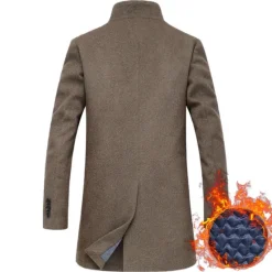 OUKU Men's Winter Coat Wool Coat Overcoat Trench Coat Outdoor Daily Wear Fall & Winter Polyester Windbreaker Outerwear Clothing Apparel Fashion Streetwear Plain Queen Anne Single Breasted One-button