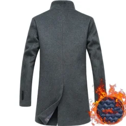 OUKU Men's Winter Coat Wool Coat Overcoat Trench Coat Outdoor Daily Wear Fall & Winter Polyester Windbreaker Outerwear Clothing Apparel Fashion Streetwear Plain Queen Anne Single Breasted One-button