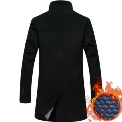 OUKU Men's Winter Coat Wool Coat Overcoat Trench Coat Outdoor Daily Wear Fall & Winter Polyester Windbreaker Outerwear Clothing Apparel Fashion Streetwear Plain Queen Anne Single Breasted One-button