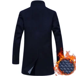 OUKU Men's Winter Coat Wool Coat Overcoat Trench Coat Outdoor Daily Wear Fall & Winter Polyester Windbreaker Outerwear Clothing Apparel Fashion Streetwear Plain Queen Anne Single Breasted One-button