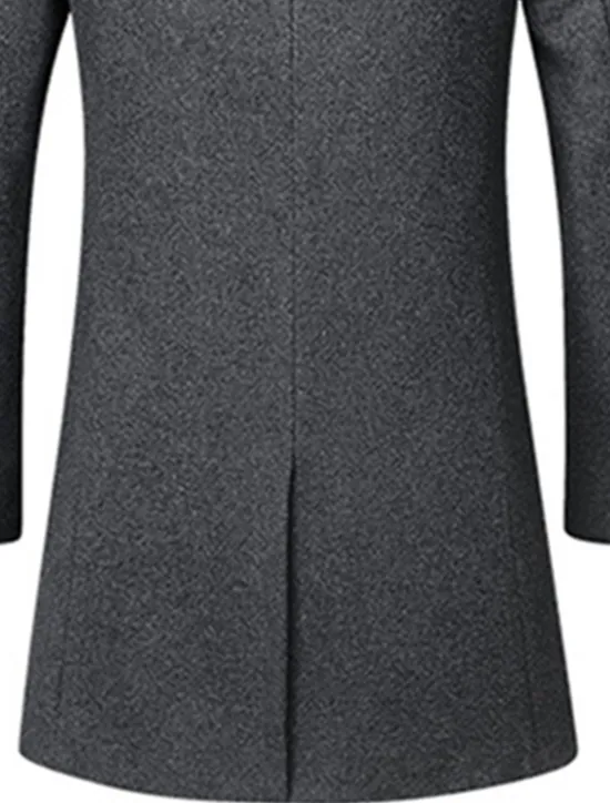 OUKU Men's Winter Coat Wool Coat Overcoat Business Casual Winter Wool Outerwear Clothing Apparel Basic Solid Colored Notch lapel collar