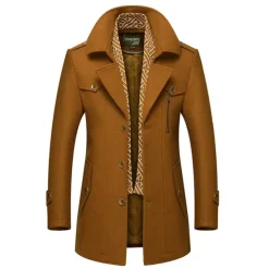 Clearance OUKU Men's Winter Coat Wool Coat Trench Coat Street Business Fall Winter Woolen Thermal Warm Breathable Outerwear Clothing Apparel Casual Solid Color Pocket Turndown Single Breasted