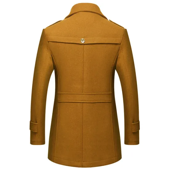 Clearance OUKU Men's Winter Coat Wool Coat Trench Coat Street Business Fall Winter Woolen Thermal Warm Breathable Outerwear Clothing Apparel Casual Solid Color Pocket Turndown Single Breasted