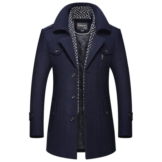 Clearance OUKU Men's Winter Coat Wool Coat Trench Coat Street Business Fall Winter Woolen Thermal Warm Breathable Outerwear Clothing Apparel Casual Solid Color Pocket Turndown Single Breasted