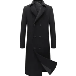 Clearance OUKU Men's Winter Coat Wool Coat Peacoat Business Casual Spring Fall Winter Woolen Thermal Warm Breathable Outerwear Clothing Apparel Casual Solid Color Pocket Turndown Double Breasted