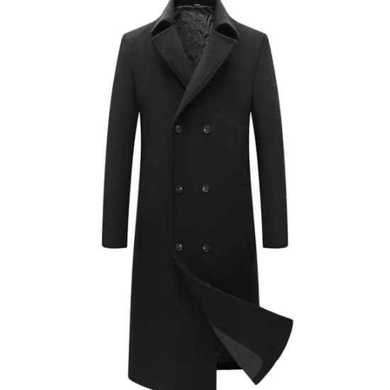 Clearance OUKU Men's Winter Coat Wool Coat Peacoat Business Casual Spring Fall Winter Woolen Thermal Warm Breathable Outerwear Clothing Apparel Casual Solid Color Pocket Turndown Double Breasted