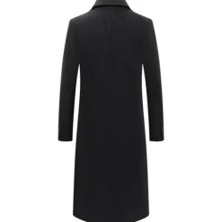 Clearance OUKU Men's Winter Coat Wool Coat Peacoat Business Casual Spring Fall Winter Woolen Thermal Warm Breathable Outerwear Clothing Apparel Casual Solid Color Pocket Turndown Double Breasted