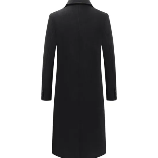 Clearance OUKU Men's Winter Coat Wool Coat Peacoat Business Casual Spring Fall Winter Woolen Thermal Warm Breathable Outerwear Clothing Apparel Casual Solid Color Pocket Turndown Double Breasted