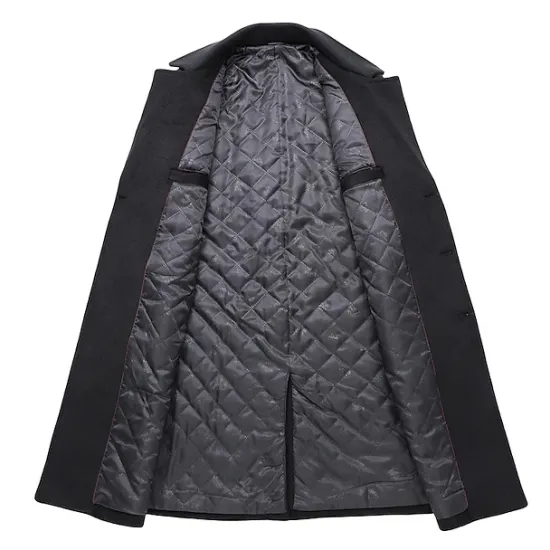 Clearance OUKU Men's Winter Coat Wool Coat Peacoat Business Casual Spring Fall Winter Woolen Thermal Warm Breathable Outerwear Clothing Apparel Casual Solid Color Pocket Turndown Double Breasted