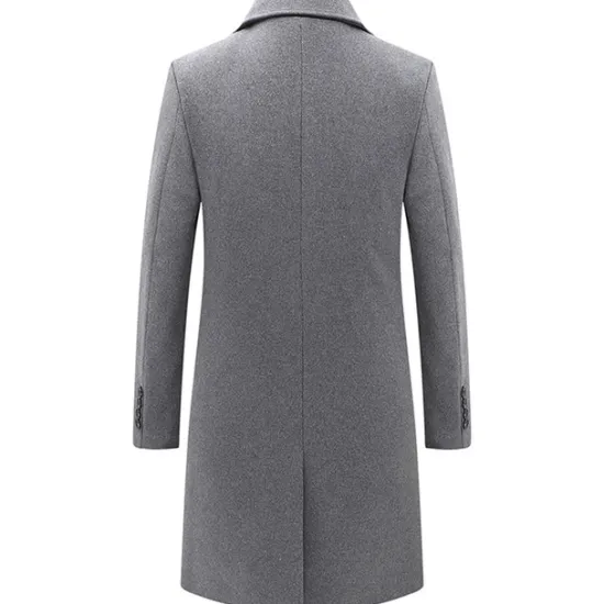 Clearance OUKU Men's Winter Coat Wool Coat Peacoat Business Casual Spring Fall Winter Woolen Thermal Warm Breathable Outerwear Clothing Apparel Casual Solid Color Pocket Turndown Double Breasted