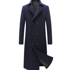 Clearance OUKU Men's Winter Coat Wool Coat Peacoat Business Casual Spring Fall Winter Woolen Thermal Warm Breathable Outerwear Clothing Apparel Casual Solid Color Pocket Turndown Double Breasted