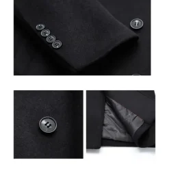 Clearance OUKU Men's Winter Coat Wool Coat Peacoat Business Casual Spring Fall Winter Woolen Thermal Warm Breathable Outerwear Clothing Apparel Casual Solid Color Pocket Turndown Double Breasted
