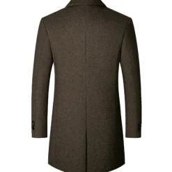 Discount OUKU Men's Winter Coat Wool Coat Overcoat Business Daily Wear Winter Wool Thermal Warm Outdoor Outerwear Clothing Apparel Fashion Warm Ups Solid Colored Pocket Lapel Single Breasted Two-button