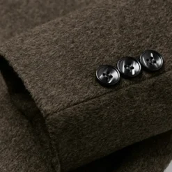Discount OUKU Men's Winter Coat Wool Coat Overcoat Business Daily Wear Winter Wool Thermal Warm Outdoor Outerwear Clothing Apparel Fashion Warm Ups Solid Colored Pocket Lapel Single Breasted Two-button