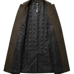 Discount OUKU Men's Winter Coat Wool Coat Overcoat Business Daily Wear Winter Wool Thermal Warm Outdoor Outerwear Clothing Apparel Fashion Warm Ups Solid Colored Pocket Lapel Single Breasted Two-button