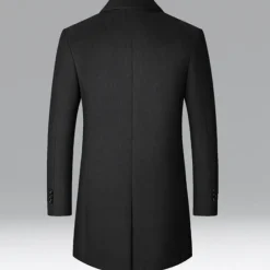 Discount OUKU Men's Winter Coat Wool Coat Overcoat Business Daily Wear Winter Wool Thermal Warm Outdoor Outerwear Clothing Apparel Fashion Warm Ups Solid Colored Pocket Lapel Single Breasted Two-button