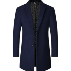 Discount OUKU Men's Winter Coat Wool Coat Overcoat Business Daily Wear Winter Wool Thermal Warm Outdoor Outerwear Clothing Apparel Fashion Warm Ups Solid Colored Pocket Lapel Single Breasted Two-button