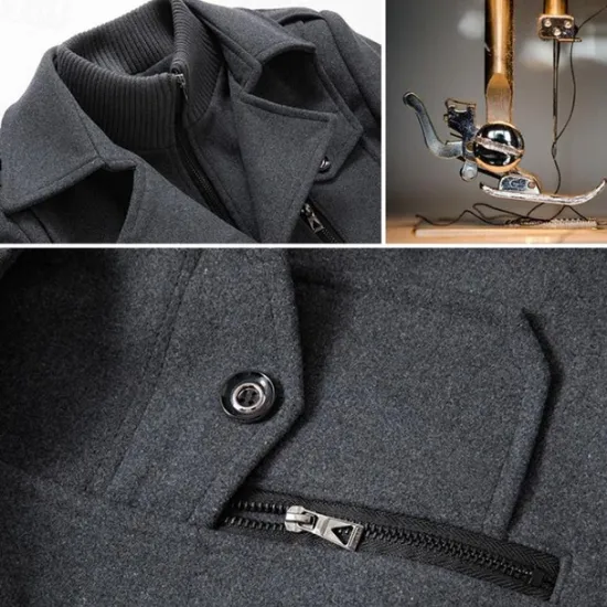 Discount OUKU Men's Winter Coat Wool Coat Overcoat Short Coat Outdoor Work Fall & Winter Wool Windproof Warm Outerwear Clothing Apparel Bustiers Essential Solid Colored Rolled collar Single Breasted