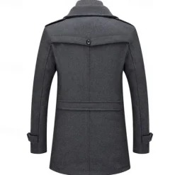 Discount OUKU Men's Winter Coat Wool Coat Overcoat Short Coat Outdoor Work Fall & Winter Wool Windproof Warm Outerwear Clothing Apparel Bustiers Essential Solid Colored Rolled collar Single Breasted