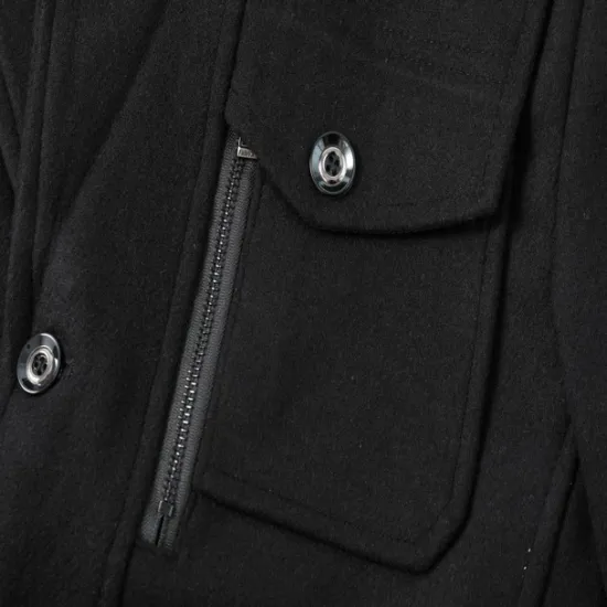 Discount OUKU Men's Winter Coat Wool Coat Overcoat Short Coat Outdoor Work Fall & Winter Wool Windproof Warm Outerwear Clothing Apparel Bustiers Essential Solid Colored Rolled collar Single Breasted