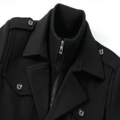 Discount OUKU Men's Winter Coat Wool Coat Overcoat Short Coat Outdoor Work Fall & Winter Wool Windproof Warm Outerwear Clothing Apparel Bustiers Essential Solid Colored Rolled collar Single Breasted