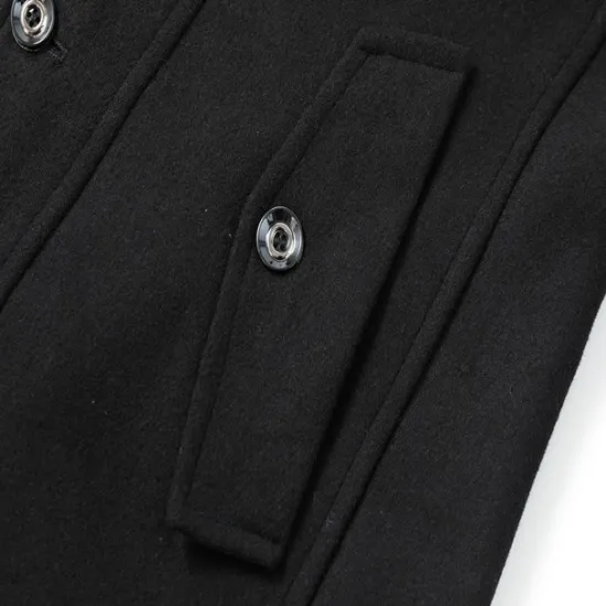Discount OUKU Men's Winter Coat Wool Coat Overcoat Short Coat Outdoor Work Fall & Winter Wool Windproof Warm Outerwear Clothing Apparel Bustiers Essential Solid Colored Rolled collar Single Breasted
