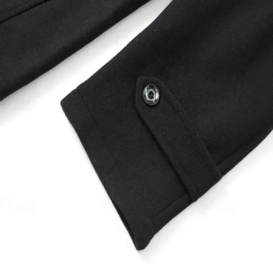 Discount OUKU Men's Winter Coat Wool Coat Overcoat Short Coat Outdoor Work Fall & Winter Wool Windproof Warm Outerwear Clothing Apparel Bustiers Essential Solid Colored Rolled collar Single Breasted