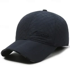 Online OUKU Men's Winter Hats Winter Warm Cap Winter Baseball Cap with Ear Flaps Winter Baseball Cap Black Dark Navy Polyester Adjustable Fashion Modern Contemporary Daily Wear Festival Plaid / Striped / Chevron
