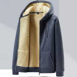 Best OUKU Men's Winter Jacket Fleece Jacket Padded Hoodie Jacket Zip Up Pocket Polyster Fleece lined Vacation Daily Wear Date Regular Fashion Casual Comfortable Thermal Warm Fall & Winter Solid / Plain Color