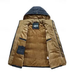 New OUKU Men's Winter Jacket Fleece Jacket Casual Jacket Hiking Parka Daily Vacation Thermal Warm Pocket Fleece Fall & Winter Plain Fashion Streetwear Hooded Regular Khaki Army Green Dark Blue Coffee Jacket