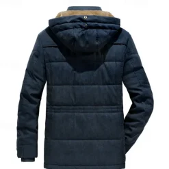 New OUKU Men's Winter Jacket Fleece Jacket Casual Jacket Hiking Parka Daily Vacation Thermal Warm Pocket Fleece Fall & Winter Plain Fashion Streetwear Hooded Regular Khaki Army Green Dark Blue Coffee Jacket